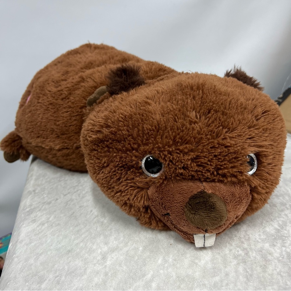 Beaver Pillow plush stuffed animal toy valentine heart embroidered patch FLAWED